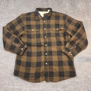 Red Head Brand Co Jacket Mens Large Brown Plaid Sherpa Lined Flannel Outdoor